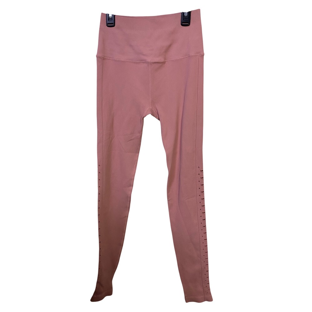 Spiritual Gangster Pink Ribbed Seamless High Waist Pointelle Leggings Small